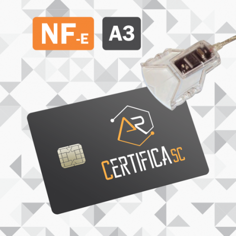 Certificado Digital para Nota Fiscal Eletrônica A3 em cartão + leitora (NF-e A3)